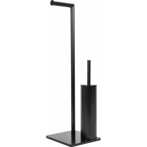 Porte-papier wc sur pied noir mat en acier verni mod. zero black