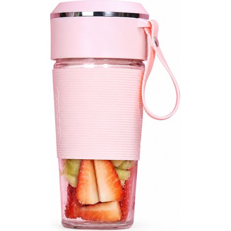 Blender Portable Rechargeable K10 Rose avec Gobelet en Verre et 4 Lames en Acier Inoxydable 304 (1/5)