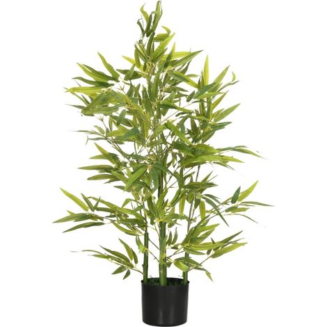 Bambù artificiale 90 cm pianta decorativa in vaso, plastica verde, 504 foglie, senza montaggio (1/4)