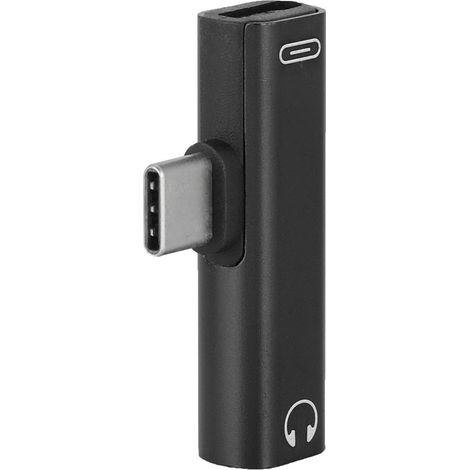 Adaptateur USB-C vers Jack 3.5mm avec Charge, Convertisseur Audio 2-en-1 Multifonction Noir (1/5)