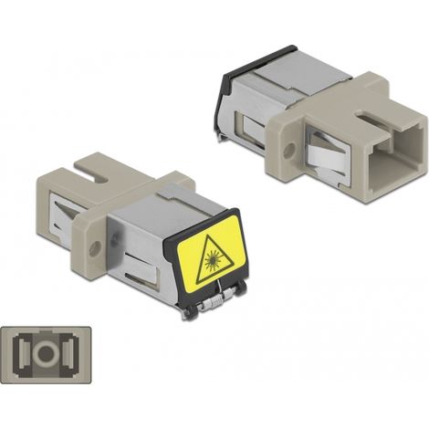 Delock Acoplador de Fibra Ãptica con protecciÃ³n lÃ¡ser flip SC Simplex hembra a SC Simplex hembra Multimodo beis