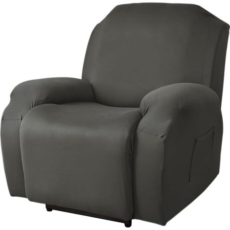 Housse de Fauteuil Relax Extensible 1 Places, Housse de Fauteuil Relax Inclinable Electrique avec Poche, 4 Pièce Lavable Protege de Meubles pour Canapé Inclinable (Anthracite,1 Places) (1/5)