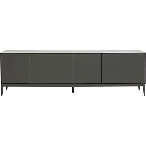 Meuble TV design gris laqué brillant avec rangements L180 cm GRAY