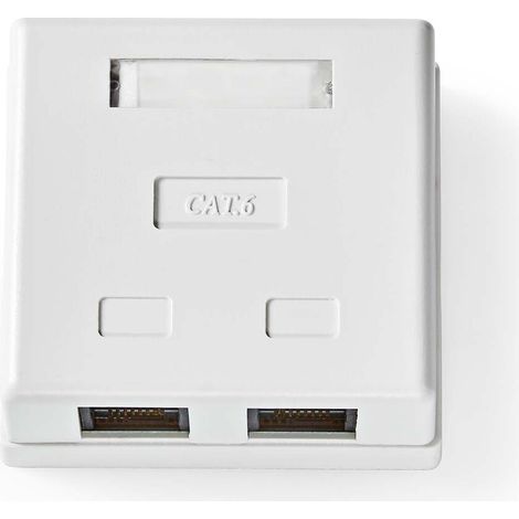Nedis Netzwerk-Wanddose / Oberflächenmontage / 2-Port port(s) / UTP CAT6 / Gerade / Buchse / Vergoldet / PVC / Weiss / Box