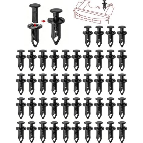Clips de Fixation Voiture 40 Pièces Rivet Plastique Universel 8mm Type Poussoir Noir Attaches Auto Robustes pour Panneaux Pare-chocs (1/5)