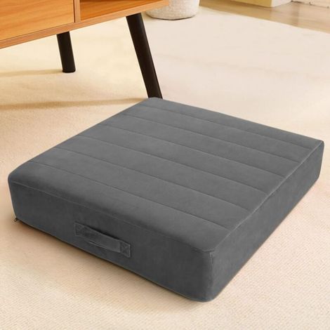 Cuscino quadrato da pavimento per adulti e bambini, ampio cuscino da meditazione, imbottitura in schiuma spessa e rivestimento trapuntato lavabile, seduta grigia 45 cm, adatto per sedersi e praticare  (1/5)