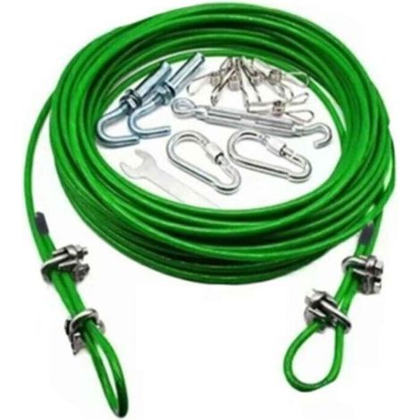 Corde à linge rétractable pour usage extérieur, camping, antidérapante, pour suspendre des couvertures, pour sécher à l'extérieur, pour usage domestique (6 mm x 10 m, verte) (1/4)