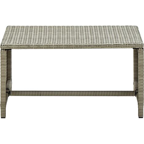 Table basse Table de salon Table de café beige 70x40x38 cm résine tressée (1/4)