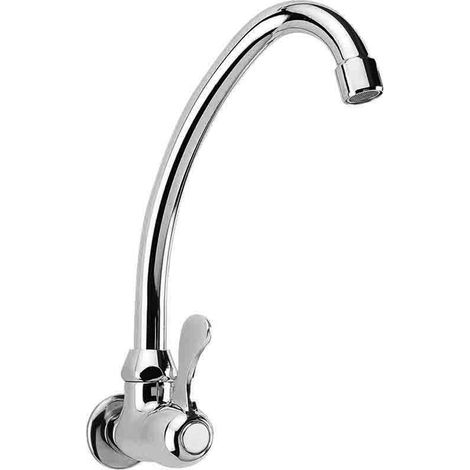 Robinet d'eau froide mural 1/2", bec pivotant, chrome (1/2)