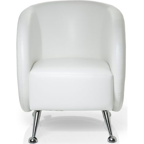 [GEBRAUCHT] B-Ware Hjh Office Loungesessel Clubsessel St Lucia Kunstleder Weiß Sitzmöbel Armlehnen (1/2)