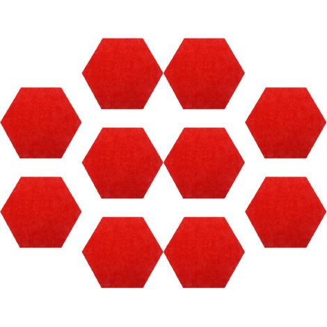 10 Pièces Panneaux D'affichage en Feutre Hexagonaux Rouges, Tapis Isolants Phonique Multifonctions pour Décoration Chambre et Salon (1/5)
