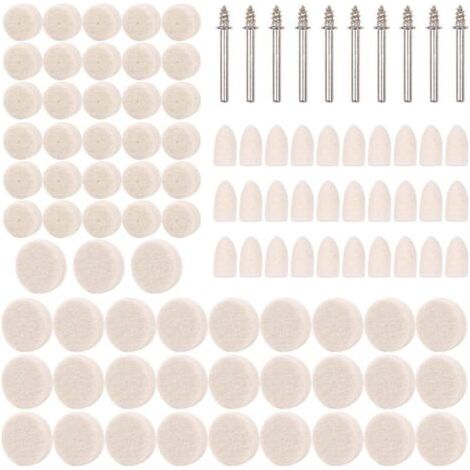 BUNTHAUS 100 PCS Têtes de Polissage, Roue de Polissage en Laine, Outil Rotatif de Roue de Polissage Avec Tige pour Accessoires Dremel Outils Rotatifs