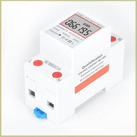 Compteur d'énergie électrique monophasé DDS6619-005, affichage numérique, 230 V, 50 Hz,1 précision, montage sur rail DIN (1/4)