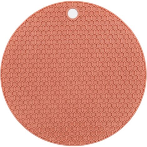 Set de table rond en caoutchouc, non toxique, antidérapant, résistant à la chaleur, lavable, tapis de table isolant pour tasses et bols, rose, 15,5 cm/6,1 pouces.