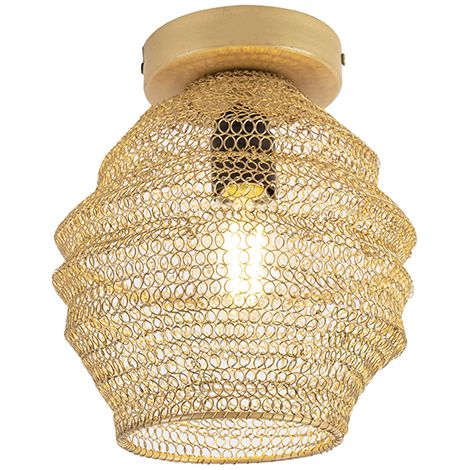 QAZQA nidum - Plafonnier - 1 lumière - Ø 200 mm - Doré/Laiton - Oriental - éclairage intérieur - Salon I Chambre I Cuisine I Salle à manger (1/5)