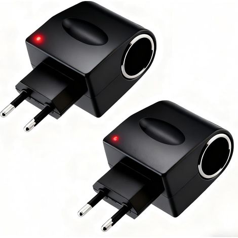 Lot de 2 Adaptateurs Transformateurs 220V vers 12V Type Allume-Cigare - Convertisseur Prise Secteur vers Prise Auto CA/CC (1/5)