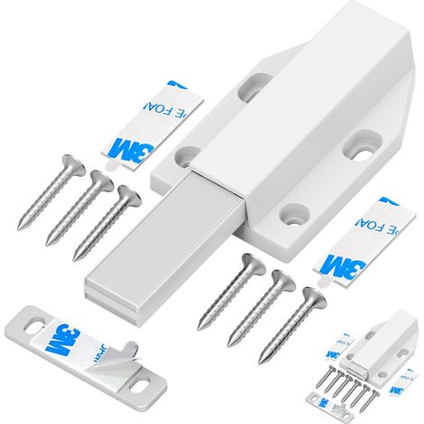 Serrure à Pression Magnétique sans Clous Placard Aimant Fermeture pour Armoire Tiroir Systeme Loquet Magnetique Verrou Poussoir Porte Amortisseur Pour La Porte de Placard Blanc 2 Pièces (1/5)
