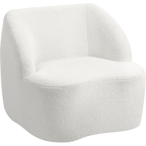 Moderner Sessel mit Fleece-Polsterung, kuscheliger Polstersessel für Wohnzimmer, Schlafzimmer, Homeoffice, Cremeweiß