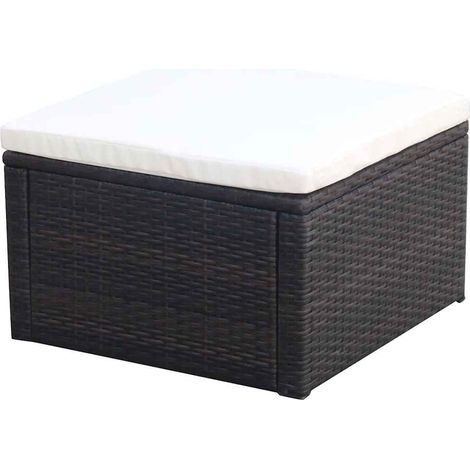 vidaXL Footstool Ottoman Poly Rattan 53x53x30 cm Brown