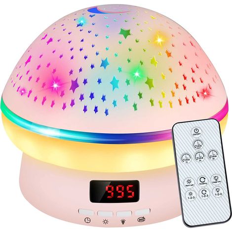 Lampe projecteur d'étoiles en forme de champignon - couleur : rose (1/5)