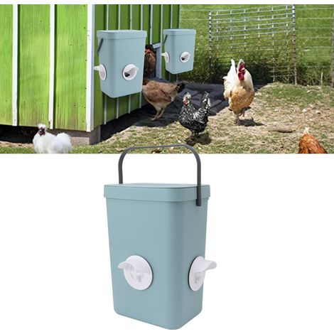 Mangeoire portable de 12 litres pour volailles, équipement d'alimentation automatique pour poulets, canards et oies. (1/5)