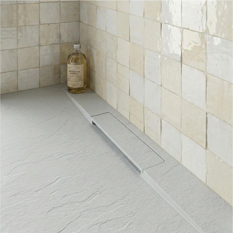 ONA extraflache hellgraue Duschwanne in Steinoptik 120x90