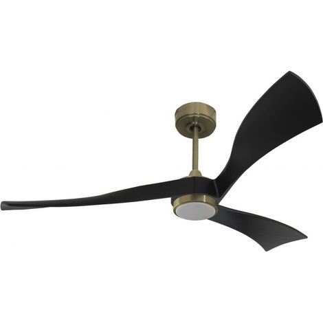 Twist, Ventilateur déstratificateur d'air, pales bois noir 166 Cm Moteur Laiton avec point lumineux LED. (1/2)