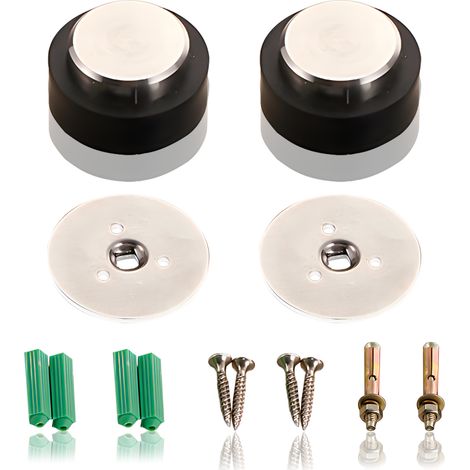 Tope de puerta (paquete de 2), acero inoxidable 304, adhesivo o atornillable, protección de pared, para suelos duros y puertas interiores. (1/5)
