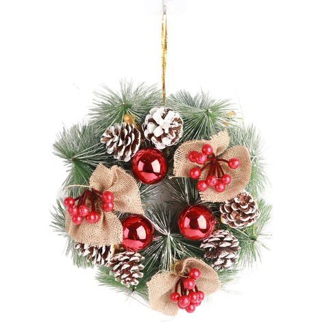 Dekorativer Weihnachtskranz, fein verarbeitet, realistischer Weihnachtskranz für Zuhause (kleine Ausführung) (1/5)