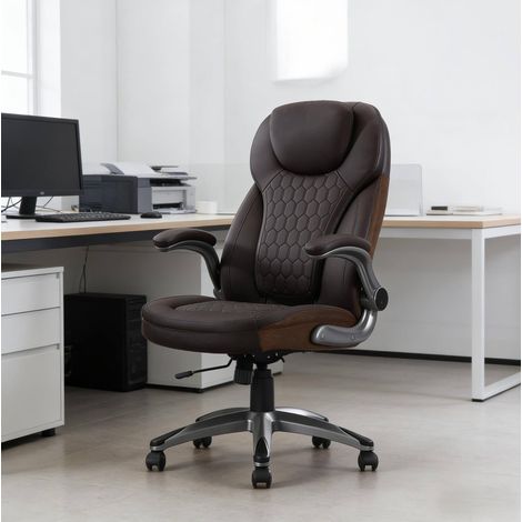 Sedia da ufficio executive con schienale alto, regolabile, marrone HAVRYA (1/5)