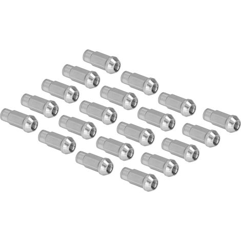 Lot de 20 écrous de roue M12x1,5 avec douille pour clé, haute dureté, de remplacement pour Ford Focus, couleur argent. (1/5)