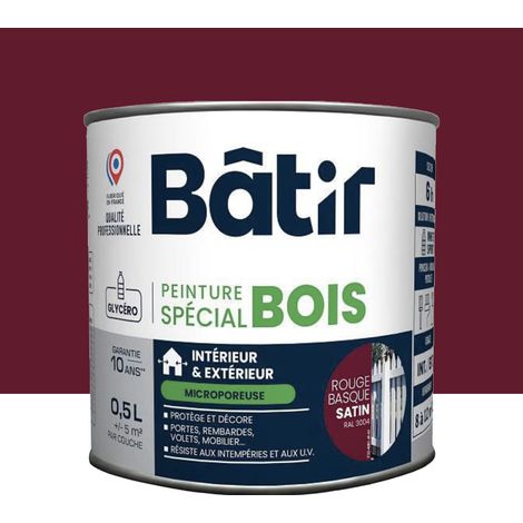 Peinture Spécial Bois BÂTIR Rouge Basque 0,5 L (1/2)