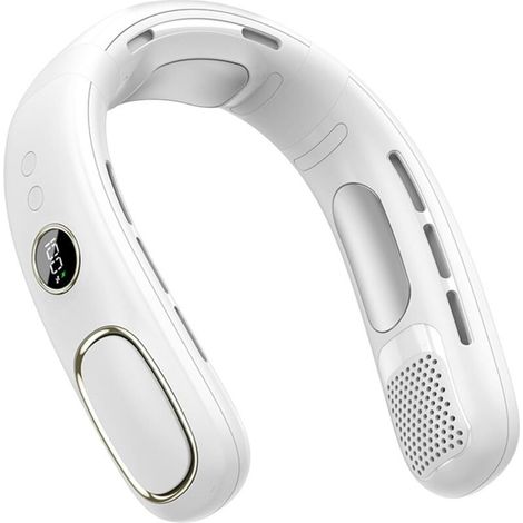 Portable Bladeless Hanging Neck Fan - USB Rechargeable Air Conditioning Fan, White (1/5)