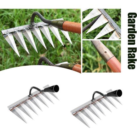 houes de jardin en à 7 dents râteaux désherbage outils agricoles poignée pour désherber et ameublir le sol Acier (1/5)