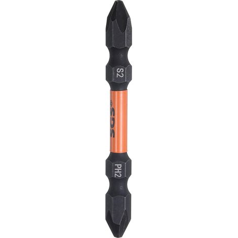 Embouts de Tournevis Cruciformes Impact Tough Phillips 6.35mm PH2 1/4" Tige Hexagonale 65mm Longueur Acier S2 Double Extrémité Magnétique Croix pour Visseuse à Chocs (1/5)