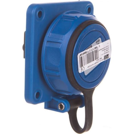 Presa da pannello 10/16A 2P+Z 230V /75x75/ blu IP68 nautilus 20341-8b