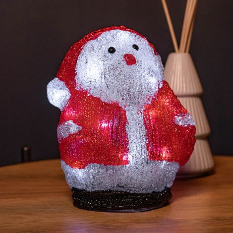 19cm Battery Operated Light up Acrylic Christmas Santa Decoration with 16 Ice White LEDs (1/5)