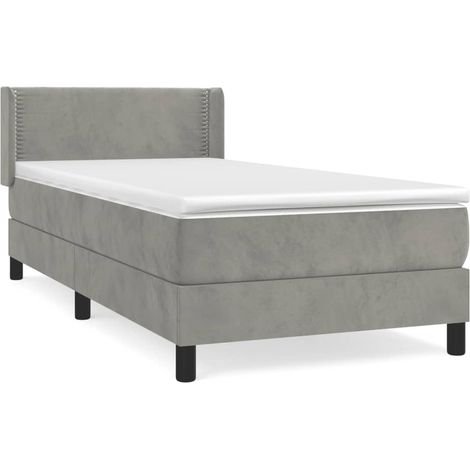 Maison Exclusive - Cama box spring con colchón terciopelo gris cl (1/5)