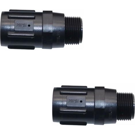 Lot de 2 régulateurs de pression d'eau en plastique ABS à faible débit pour système d'irrigation goutte à goutte, 20 PSI (1/5)