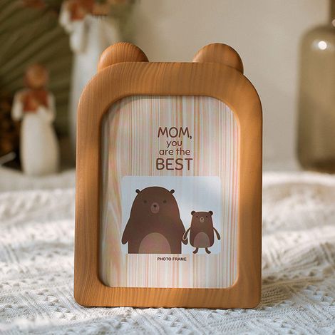 Cadre Photo Animé en Bois pour Photos 7 Pouces Cadre Cartoon Brown Bear 1 Cadre Photo 7 pouces Cadre de Bureau Cadre pour Déco Murale Kindergarten Cadre Portable et Suspendable Cadeau Personnel (1/5)