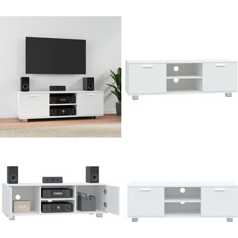 TV-Schrank Weiß 120x40,5x35 cm Holzwerkstoff - TV Schrank - Holzwerkstoff Möbel - Weißer TV Stand - Wohnzimmerschrank - Media Regal - Home & Living (1/5)