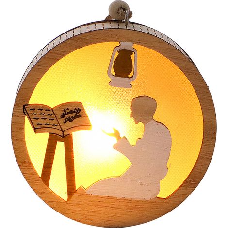 Lampe de nuit musulmane en bois durable, lanterne LED chaleureuse, petite taille légère, décoration intérieure, modèle 1. (1/5)