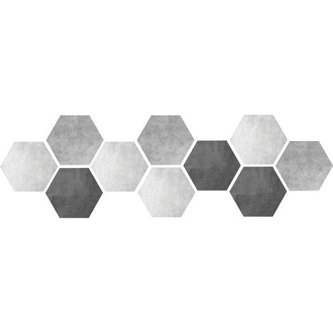 10 Pcs Étanche Antidérapant Hexagonal Auto-Adhésif Gris Blanc À La Mode et Conceptuel Modèles Carrelage En Céramique Mur Autocollants De Plancher Décor À La Maison. (1/5)