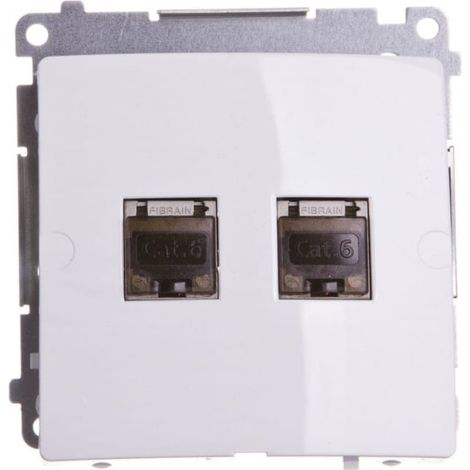 Connettore doppio per computer Simon Basic 2xRJ45 cat.6 schermato con otturatore bianco BM62E.01/11