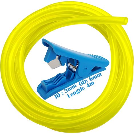 Durite Carburant, 3 x 6 mm Durite Essence 4 m, Tuyau Essence Tondeuse, Conduite de Carburant, adaptée aux tondeuses à gazon, scies à chaîne, souffleurs, avec 1 coupe-tube (1/5)