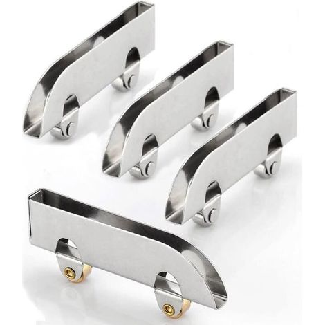 Lot de 4 poulies coulissante en verre et acier inoxydable pour rail de penderie,roue coulissante,poulie de verre de 5 mm d'épaisseur (1/5)