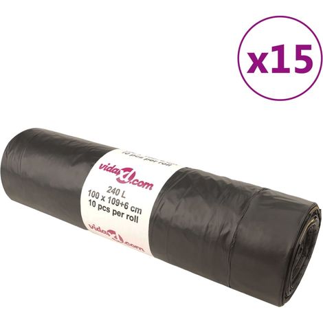 Müllsäcke mit Zugband 150 Stk. Schwarz 240 L