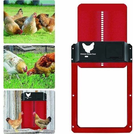 Green Mobility-Chicken Coop Door - Porte automatique avec capteur de lumière - Étanche - Avec porte à induction légère (rouge)