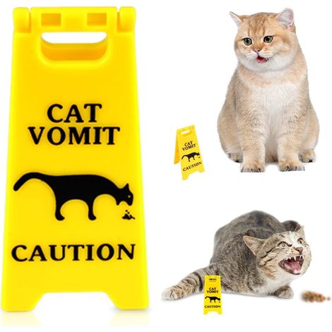 4 Pièces Cat Vomit Sign, 10cm Panneau de Vomissement Amusant de Chat  Cat Vomit Caution Sign, Panneau Funny Cat Vomit Wet Floor Décoration, Pour les amoureux des chats et les décorations de chat (1/5)