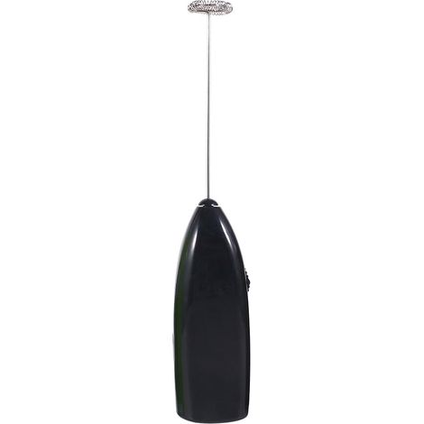 Mousseur à lait disponible en 4 couleurs tendance, fouet à œufs, mixeur électrique, pour boissons chaudes, latte, café (noir) (1/5)
